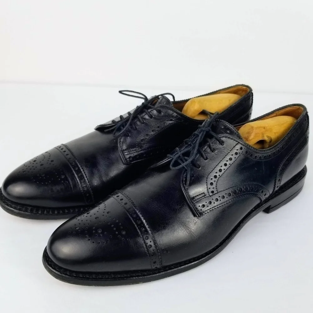 Mens 11AAA Allen Edmonds Sanford Leather Black Oxford Cap Toe Dress Shoes
